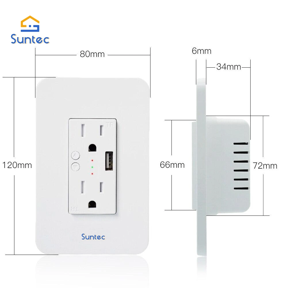 Smart Home Smart Wall Socket 3pin Amazon Alexa and Google Assistant 2USB