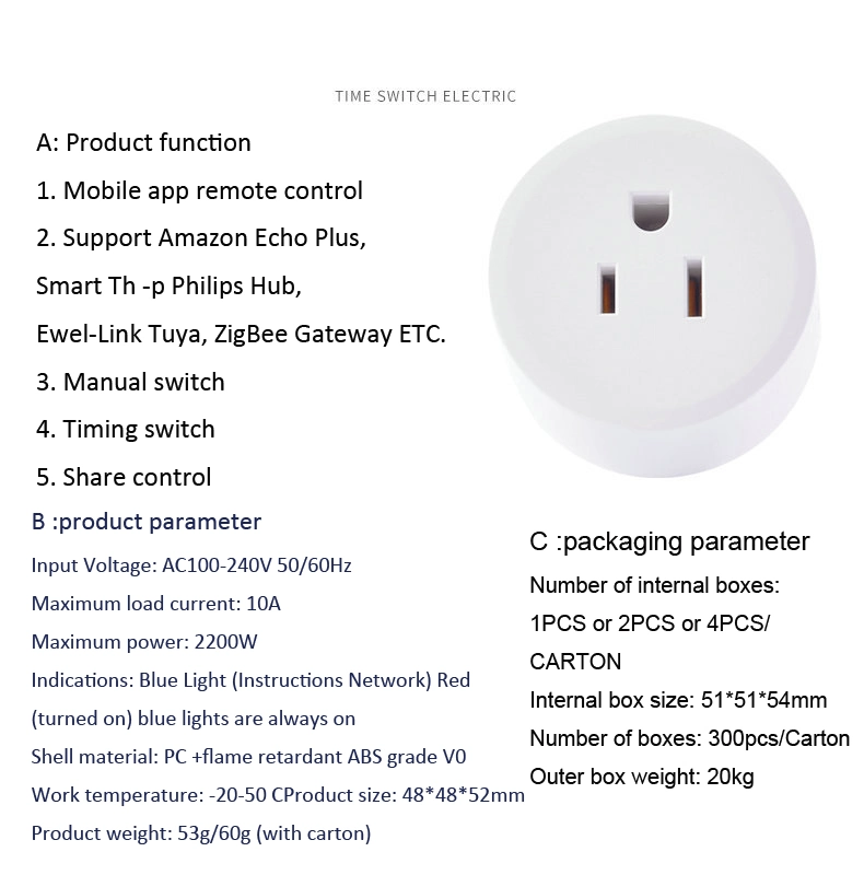 Zigbee Tuya WiFi Smart Plug Us Alexa Mini Smart Socket