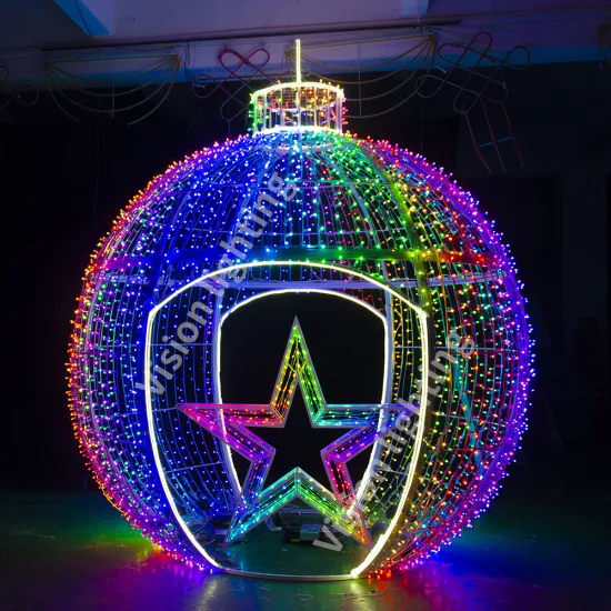 Natal ao ar livre IP65 Rua 3D Escultura Motivo Bola Gigante Arco Decoração Luz