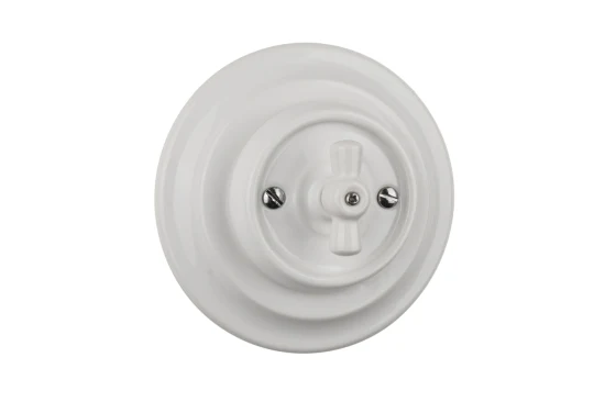 Interruptor de parede de material de porcelana 250V 10A Interruptor elétrico giratório redondo para campainha de controle